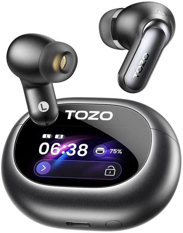 Alt view image 8 of 14 - NC20 Pro Active Noise Cancelling Wireless Earbuds with Smart Touch Screen, LDAC Hi-Res Audio, Stereo Bass, 6 Mics AI Call Ear Buds, 80H Playtime, IPX8 Waterproof, 32 EQ via App, Wireless Charging