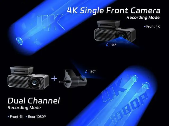 Alt view image 9 of 14 - P1 Duo 4K Dash Cam Front and Rear, 64GB SD Card, 4K+1080P Dual Dash Camera for Cars, Wi-Fi & App Control, 1.5IPS Display Car Camera, Voice Control, Night Vision, 24H Parking Mode, G-Sensor