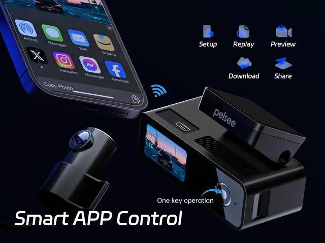 Alt view image 10 of 14 - P1 Duo 4K Dash Cam Front and Rear, 64GB SD Card, 4K+1080P Dual Dash Camera for Cars, Wi-Fi & App Control, 1.5IPS Display Car Camera, Voice Control, Night Vision, 24H Parking Mode, G-Sensor