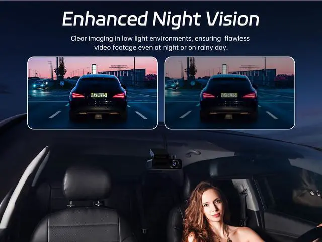 Alt view image 12 of 14 - P1 Duo 4K Dash Cam Front and Rear, 64GB SD Card, 4K+1080P Dual Dash Camera for Cars, Wi-Fi & App Control, 1.5IPS Display Car Camera, Voice Control, Night Vision, 24H Parking Mode, G-Sensor