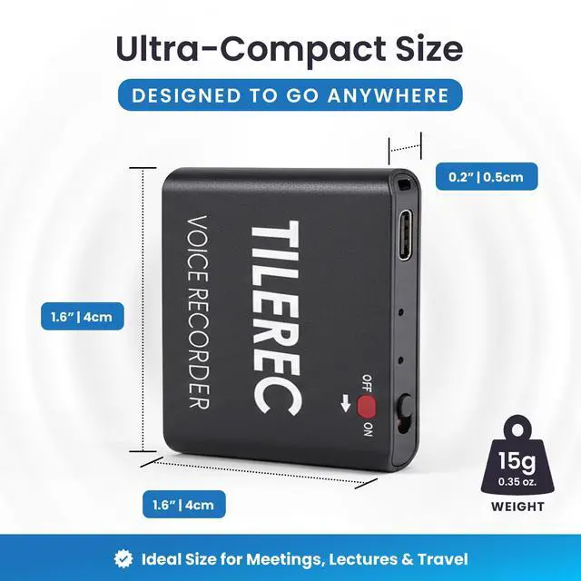 Alt view image 11 of 14 - TileRec Voice Activated Recorder with Playback 64GB Digital Audio Recorder, Metal Case, USB-C & 1100 Hours MP3 Recording Mini Portable Audio Recording Device for Meetings & Interviews