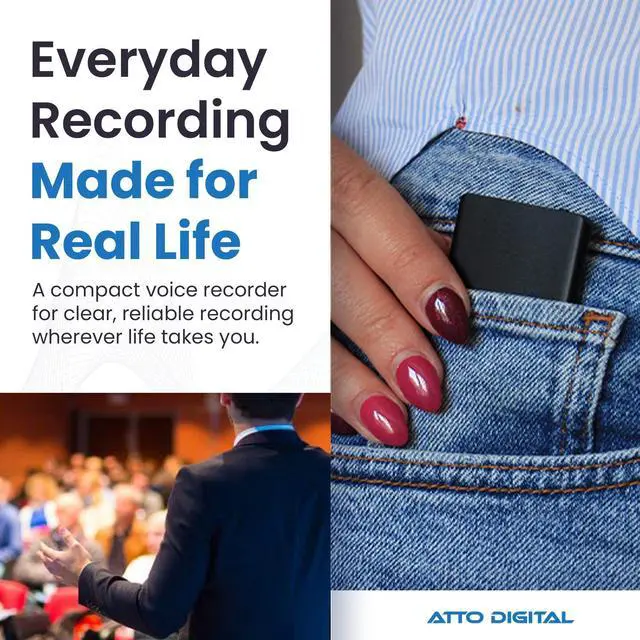 Alt view image 14 of 14 - TileRec Voice Activated Recorder with Playback 64GB Digital Audio Recorder, Metal Case, USB-C & 1100 Hours MP3 Recording Mini Portable Audio Recording Device for Meetings & Interviews