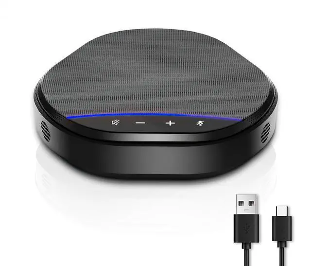 Alt view image 8 of 14 - Conference Speakerphone with 360° Voice Pickup, AI Noise Reduction & Echo Cancellation, USB Plug and Play Desktop Microphone Speaker for Zoom, Teams, Skype, Home Office & Online Meetings
