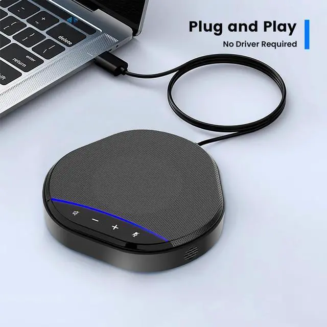 Alt view image 12 of 14 - Conference Speakerphone with 360° Voice Pickup, AI Noise Reduction & Echo Cancellation, USB Plug and Play Desktop Microphone Speaker for Zoom, Teams, Skype, Home Office & Online Meetings
