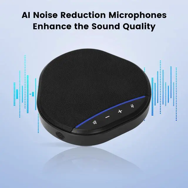 Alt view image 10 of 14 - Conference Speakerphone with 360° Voice Pickup, AI Noise Reduction & Echo Cancellation, USB Plug and Play Desktop Microphone Speaker for Zoom, Teams, Skype, Home Office & Online Meetings