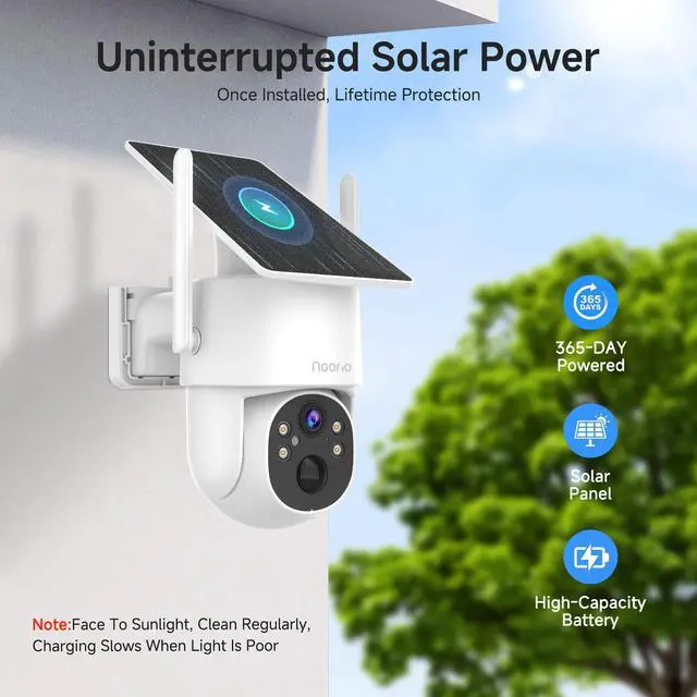 Alt view image 13 of 14 - 2K Solar Security Camera Wireless Outdoor, 360° Pan/Tilt Camera with Dual-Band WiFi 2.4/5G, Fixed Solar Panel, AI Human Detection, Color Night Vision, 4MP, IP65 Weatherproof, 2-Way Audio