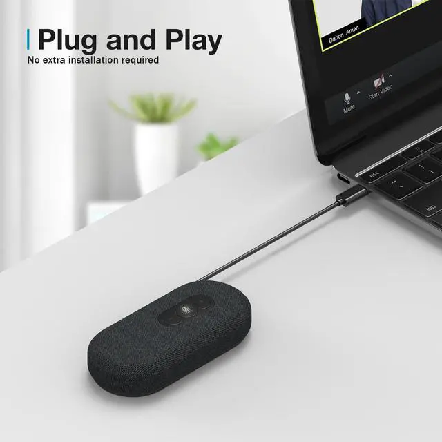 Alt view image 14 of 14 - USB Speakerphone, Conference Computer Speakers with Microphone for Home Office Calls, 360 Degree Enhanced Voice Pickup, Noise Reduction, Echo Cancellation, Compatible with Zoom, Teams, Skype