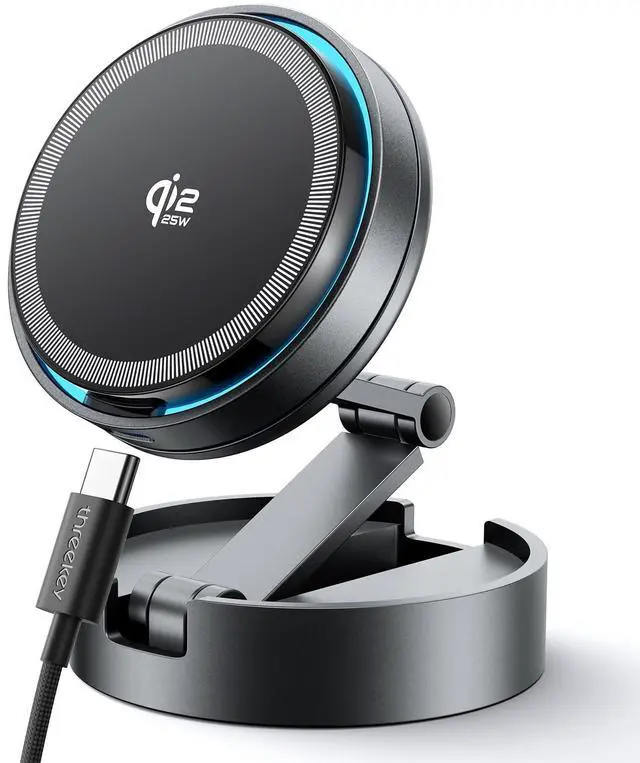 Alt view image 7 of 12 - for Qi2 25W Certified MagSafe Car Mount Charger Lite with Cooling Fan&LED Light, 360° Rotating Fast Wireless Charger & Phone Holder for iPhone 17-12, Galaxy S25-S26 | 30W Adapter Included