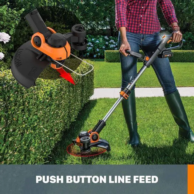 Alt view image 12 of 14 - Cordless String Trimmer & Lawn Edger, 12'' Electric Weed Wacker with 4.63 LBS, 20V Weed Eater with 90° Pivoting Head, Batteries & Charger Not Included, WG163.9