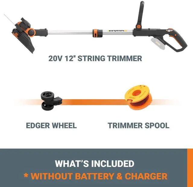 Alt view image 13 of 14 - Cordless String Trimmer & Lawn Edger, 12'' Electric Weed Wacker with 4.63 LBS, 20V Weed Eater with 90° Pivoting Head, Batteries & Charger Not Included, WG163.9