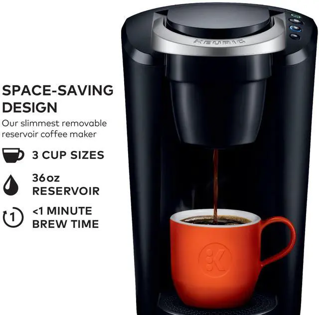 Alt view image 9 of 15 - K-Compact Single-Serve K-Cup Pod Coffee Maker, with 3 Brew Sizes, Smart Start Feature, 36oz Removable Reservoir, Black