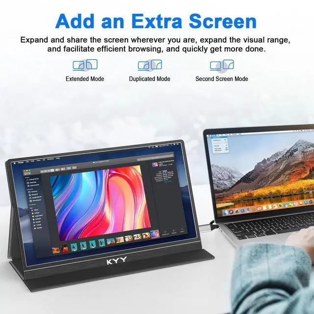 Alt view image 9 of 14 - Portable Monitor for Laptop, 14" FHD 1080P Travel Monitor, USB-C & HDMI Computer Gaming Screen with VESA Mount & Smart Cover, Dual Speakers, for Mac PC Phone Xbox PS5 Switch