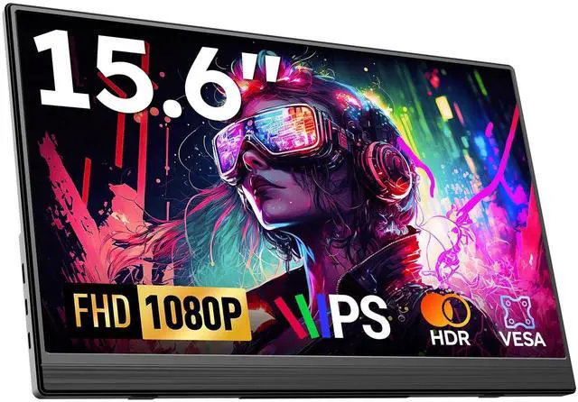 Alt view image 8 of 14 - Portable Monitor 15.6'' FHD 1080P Laptop Monitors USB-C HDMI Travel Monitors for Laptop, Ultra-Slim IPS HDR Display w/Speakers, External Small Display for PC Phone Mac Xbox PS5/4 Switch