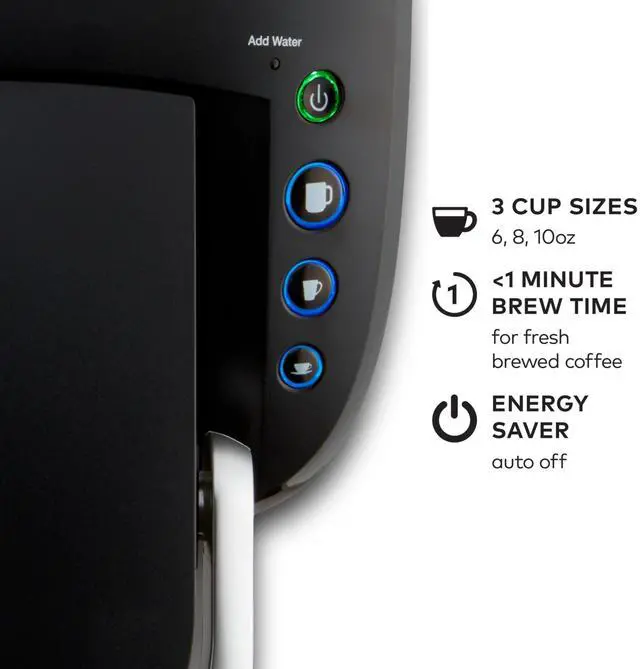 Alt view image 12 of 15 - K-Compact Single-Serve K-Cup Pod Coffee Maker, with 3 Brew Sizes, Smart Start Feature, 36oz Removable Reservoir, Black