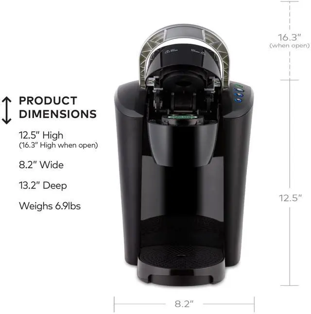 Alt view image 11 of 15 - K-Compact Single-Serve K-Cup Pod Coffee Maker, with 3 Brew Sizes, Smart Start Feature, 36oz Removable Reservoir, Black