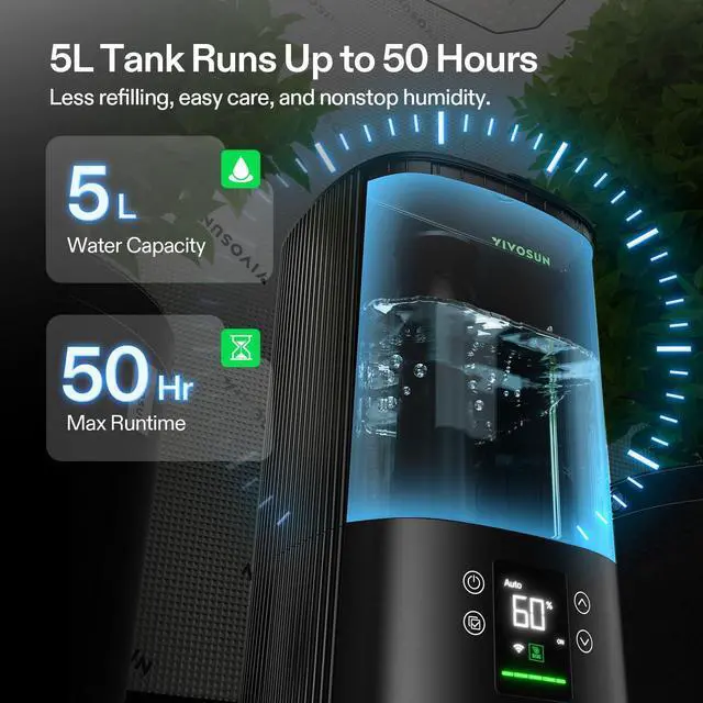 Alt view image 12 of 14 - AeroStream H05 Intelligent Wi-Fi Humidifier, 1.32 Gal / 5 L Humidifier with Temp & Humidity Probe, Smart Remote Control, Designed for Growers