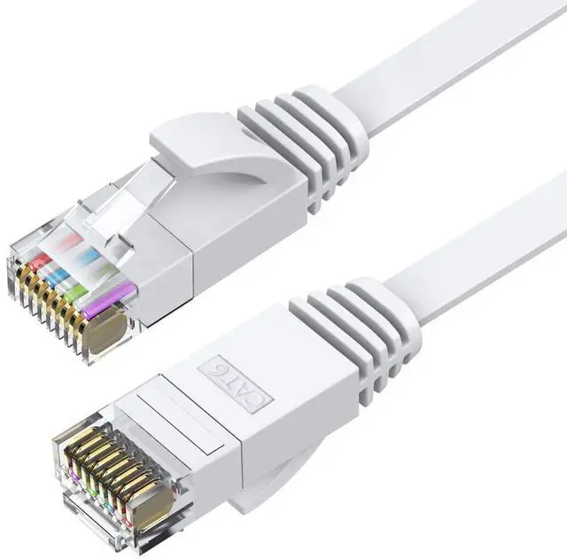 Alt view image 9 of 14 - Cat6 Ethernet Cable 50 FT White, Cat-6 Flat RJ45 Computer Internet LAN Network Ethernet Patch Cable Cord - 50 Feet