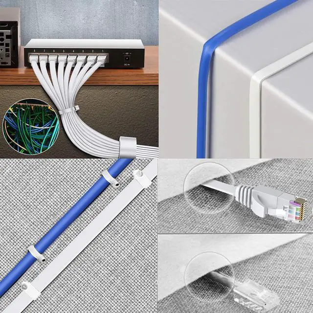 Alt view image 13 of 14 - Cat6 Ethernet Cable 50 FT White, Cat-6 Flat RJ45 Computer Internet LAN Network Ethernet Patch Cable Cord - 50 Feet