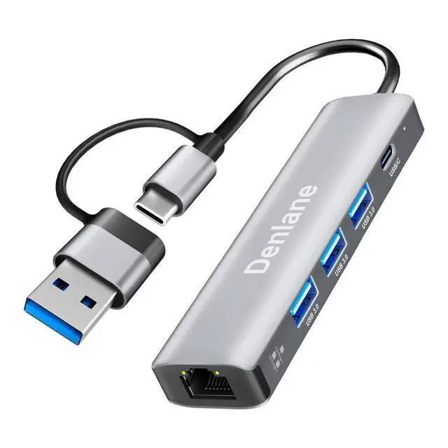 Alt view image 8 of 14 - USB C USB 3.0 to Ethernet Adapter, 5 in 2 Gigabit USB Ethernet Hub for Laptop with 4-Port USB-A 3.0 and USBC, 1000Mbps RJ45 LAN Network Adapter Compatible with MacBook/iPad Pro/Phone/Tablet