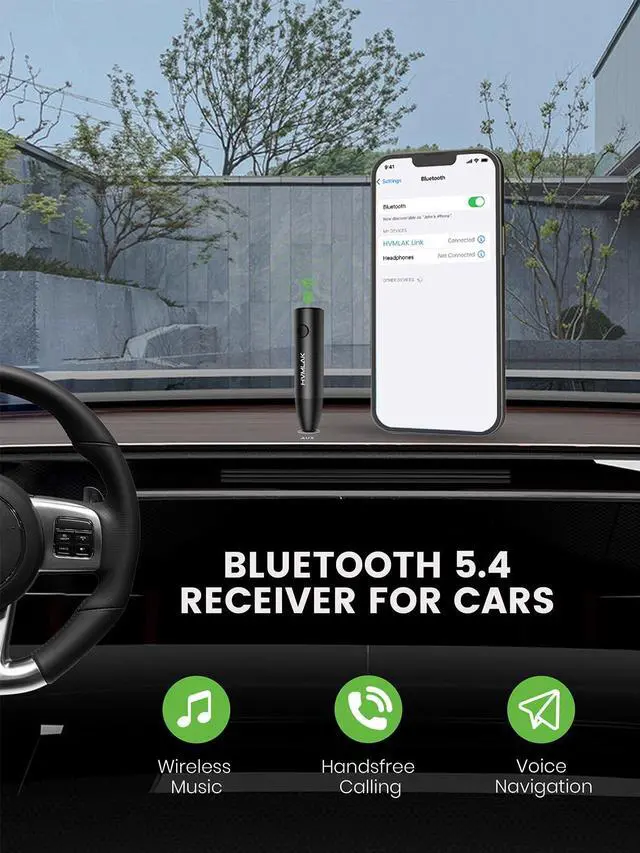 Alt view image 8 of 12 - Bluetooth 5.4 Car Aux Adapter with Enhanced Microphone, 3.5mm Jack for Car Home Stereo, USB-C Charging, Sturdy Case, 1 Piece