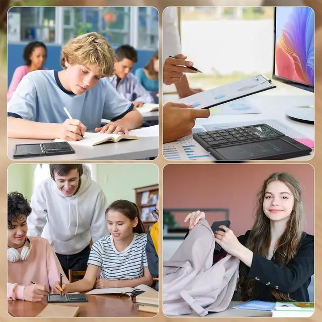 Alt view image 12 of 12 - Desk Calculator with Erasable LCD Notepad Calculators Desktop Basic Calculators for Middle School Cute Pocket Simple Calculator Office Desk Accessories Supplies Home Office Essential Big Button