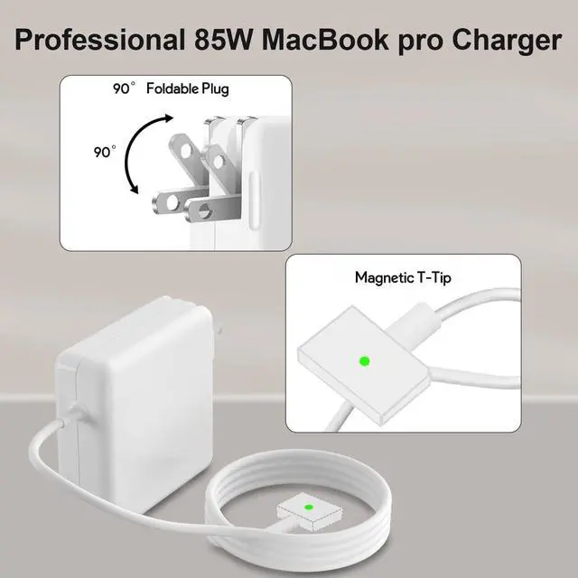 Alt view image 9 of 12 - 85W Mac Book Pro Charger,Charger Adapter with Fast Charging,Replacement AC 2T-Tip Connector Power Adapter,Laptop Charger Compatible with MacBook pro & Air 13 inch-15 inch Retina After Mid 2012