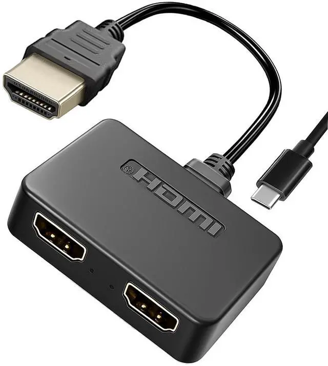 Alt view image 8 of 14 - HDMI Splitter 1 in 2 Out Mirror & Duplicate Mode Only (Not Extended Display) | 4K@30Hz UHD, Plug & Play No Drivers, Copy Same Screen to 2 TVs Monitors Projectors | USB Power Included