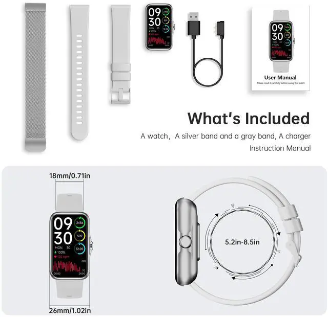 Alt view image 14 of 14 - Fitness Tracker with 24/7 Continuous Heart Rate, Blood Oxygen Monitor, Smart Watch with Sleep Monitor, IP68 Waterproof Activity Tracker Step Counter for Women Men