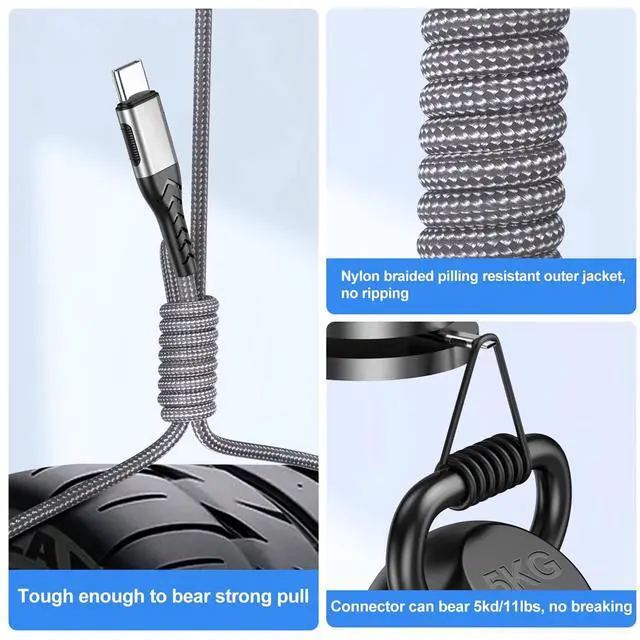 Alt view image 10 of 12 - USB C Cable, Upgarded 2Pack 10ft Fast USB Type C Charging Cable for Android/Phone/Pad/Laptop, Type C Charger Braided USB Cable Compatible withi Phone 17/16/15/Pro/Plus/Max/Sam.Sung-Silver