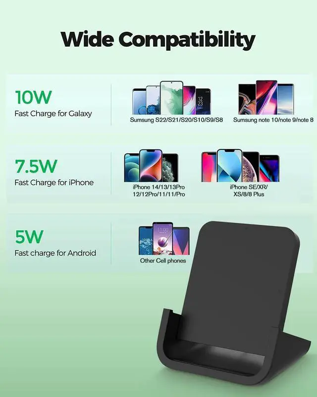 Alt view image 10 of 14 - Wireless Charger Wireless Charging Stand Cordless Charger 10/7.5/5W Compatible with iPhone 14 13 12/12 /11Pro Max/XR/XS Max/XS/X/8/8Plus Galaxy S22/S21/S9/S9+/S8/S8+ Note