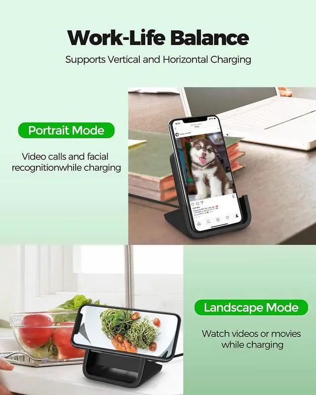 Alt view image 11 of 14 - Wireless Charger Wireless Charging Stand Cordless Charger 10/7.5/5W Compatible with iPhone 14 13 12/12 /11Pro Max/XR/XS Max/XS/X/8/8Plus Galaxy S22/S21/S9/S9+/S8/S8+ Note