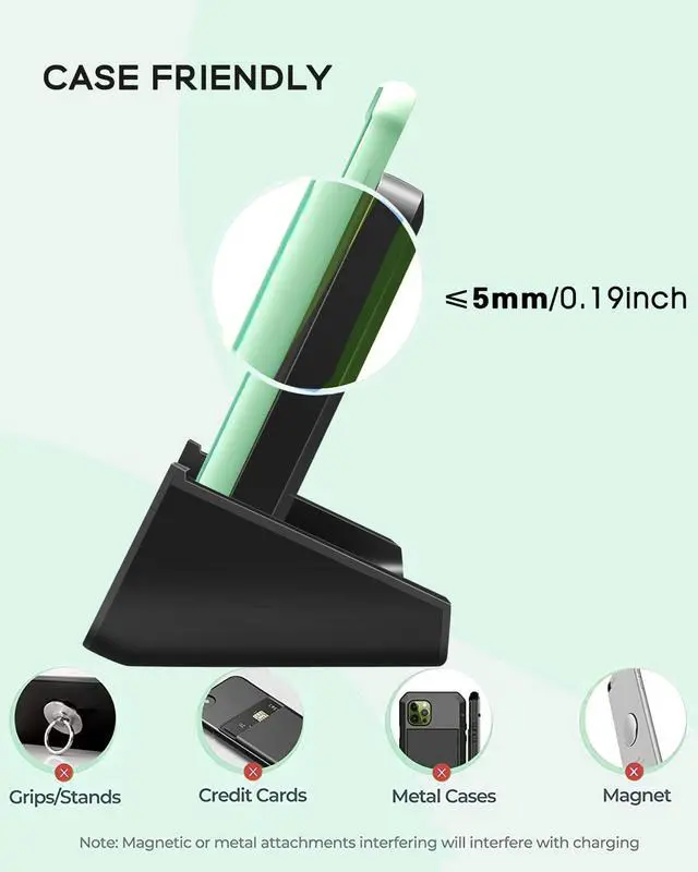Alt view image 12 of 14 - Wireless Charger Wireless Charging Stand Cordless Charger 10/7.5/5W Compatible with iPhone 14 13 12/12 /11Pro Max/XR/XS Max/XS/X/8/8Plus Galaxy S22/S21/S9/S9+/S8/S8+ Note
