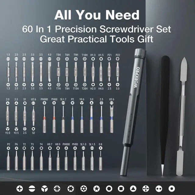 Alt view image 12 of 14 - 60-in-1 Precision Screwdriver Set with Pop-up Magnetic Case, Well-organized CRV Small Screwdrivers, 360°Spin Mini Screw Driver Kit for Electronics, Phone, Computer, PC, Watch, Eyeglass