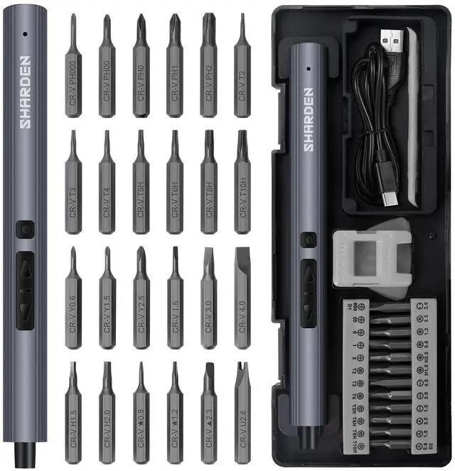 Alt view image 12 of 14 - Mini Electric Screwdriver, 29 in 1 Small Electric Screw Driver Kit with 24 Magnetic Bits, Precision Cordless Repair Tool for Phone, Camera, Laptop, Watch