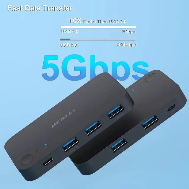 Alt view image 12 of 14 - USB 3.0 Switch, USB Switcher 2 Computers Share 3*USB 3.0 and 1*USB C with Remote Control for PC Mouse Keyboard Printer Scanner, USB KVM Switch Selector Compatible with Windows, Mac, Linux