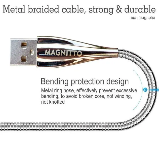 Alt view image 12 of 14 - USB Type C Cable, Metal Braided Cord 6ft 2-Pack, Fast Type-C Charger Durable USB-A to USB-C Charging Cable for Samsung Galaxy S21 S20+ S10 S9 S8 A51 Note PS5 Controller Pixel