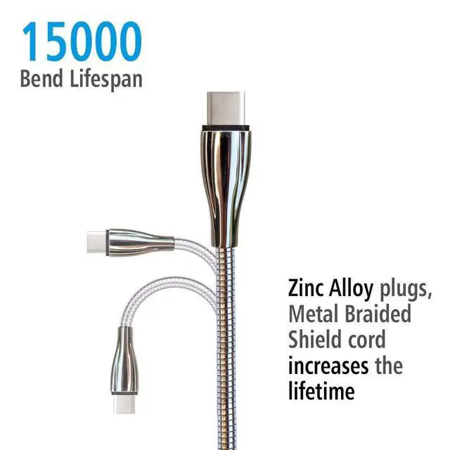 Alt view image 13 of 14 - USB Type C Cable, Metal Braided Cord 6ft 2-Pack, Fast Type-C Charger Durable USB-A to USB-C Charging Cable for Samsung Galaxy S21 S20+ S10 S9 S8 A51 Note PS5 Controller Pixel