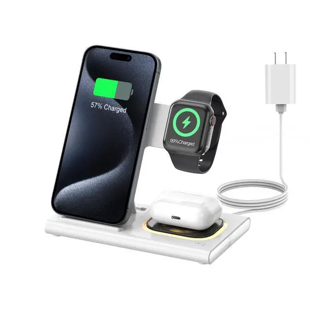 Alt view image 8 of 13 - 3 in 1 Foldable Charging Station for Apple Products,Wireless Charger for iPhone 17 16 15 14 13 12 Pro Max,Travel Dock Adapter&Light for iWatch Series 11 10 9 Ultra 3/2 SE 3/2,for AirPods 4 3 2 Pro 3/2