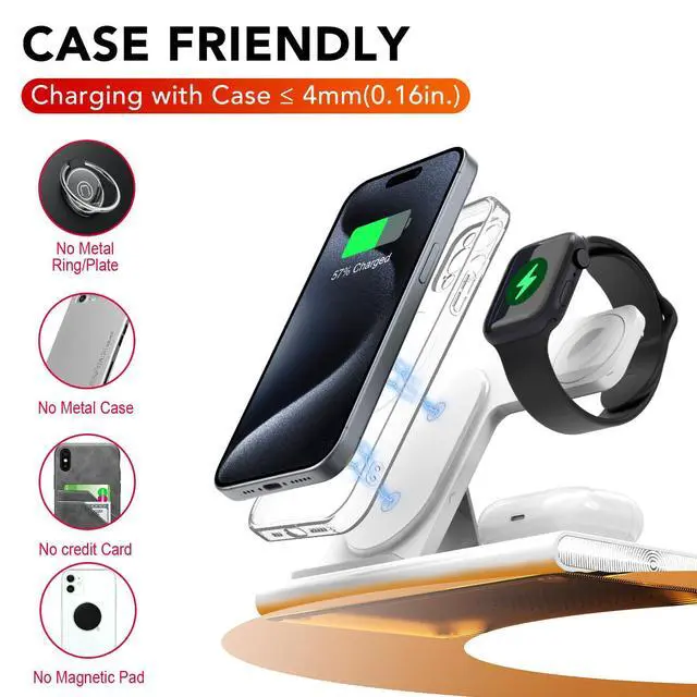 Alt view image 11 of 13 - 3 in 1 Foldable Charging Station for Apple Products,Wireless Charger for iPhone 17 16 15 14 13 12 Pro Max,Travel Dock Adapter&Light for iWatch Series 11 10 9 Ultra 3/2 SE 3/2,for AirPods 4 3 2 Pro 3/2