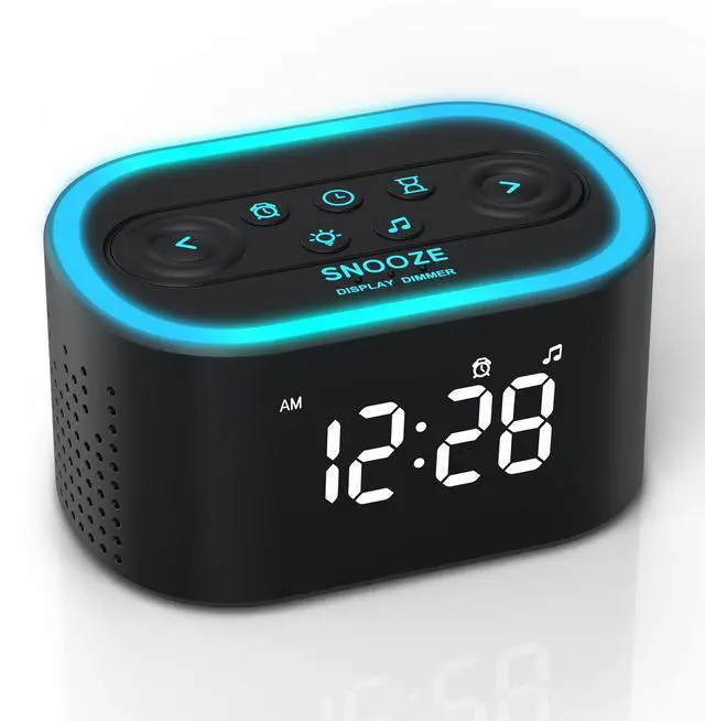 Alt view image 8 of 14 - Digital Alarm Clock & White Noise Sound Machine, 21 Soothing Sounds, 7 Wake Up Sounds, 8 Night Lights, 32-Level Volume, 9 Sleep Timer, Memory Function for Kid, Adult, Bedroom, Nightstand