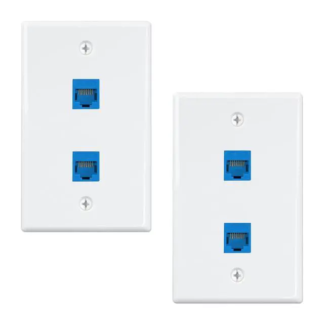 Alt view image 7 of 12 - (2-Pack) 2-Port Ethernet Wall Plate, Keystone Jack Wall Plates with RJ45 Keystone Inline Coupler insert, Female to Female Cat6 RJ45 Wall Plate, Blue