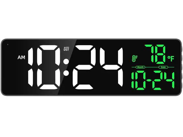 Alt view image 8 of 14 - Large LED Digital Wall Clock with Date, Temperature, Auto-Brightness, Auto-DST | Big Digital Clock for Bedroom, Desk, Classroom, Living Room, Kitchen, Office, Gym, Farmhouse, Xmas Gift for Seniors