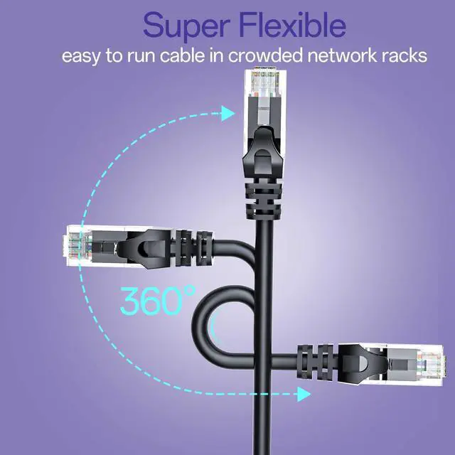 Alt view image 11 of 12 - Cat 6 Ethernet Cable 100FT Outdoor&Indoor, Cat6 Ethernet Patch Cable 10Gbps, High-Speed UTP Cat6 Network Cable Pure Copper, Cat 6 Cable for Home and Office Network, Black
