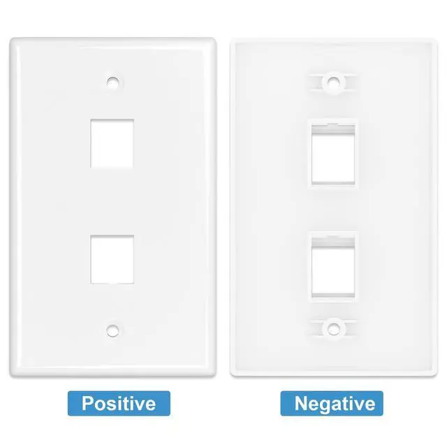 Alt view image 11 of 12 - (2-Pack) 2-Port Ethernet Wall Plate, Keystone Jack Wall Plates with RJ45 Keystone Inline Coupler insert, Female to Female Cat6 RJ45 Wall Plate, Blue