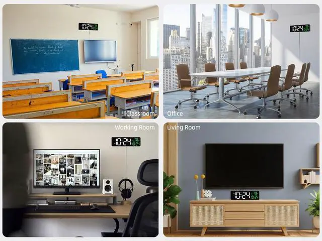 Alt view image 14 of 14 - Large LED Digital Wall Clock with Date, Temperature, Auto-Brightness, Auto-DST | Big Digital Clock for Bedroom, Desk, Classroom, Living Room, Kitchen, Office, Gym, Farmhouse, Xmas Gift for Seniors