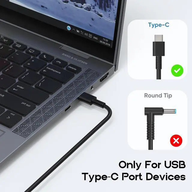 Alt view image 14 of 14 - 65W Laptop USB Charger Compatible with HP EliteBook x360 1040 630 745 835 840 G9 845 860 G10 Elite x2 1012 G2 G4 G8 ProBook 440 450 455 460 Envy x360 17 Spectre - Type-C 20V 3.25A P/N: L65505-002