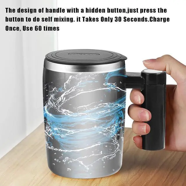 Alt view image 11 of 14 - Self Stirring Mug,Rechargeable Auto Magnetic Coffee Mug with 2Pc Stir Bar,Waterproof Automatic Mixing Cup for Milk/Cocoa at Office/Kitchen/Travel 14oz Best Gift - Black