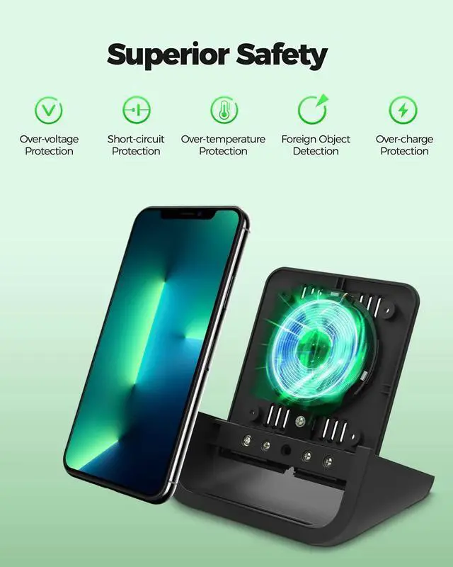 Alt view image 13 of 14 - Wireless Charger Wireless Charging Stand Cordless Charger 10/7.5/5W Compatible with iPhone 14 13 12/12 /11Pro Max/XR/XS Max/XS/X/8/8Plus Galaxy S22/S21/S9/S9+/S8/S8+ Note