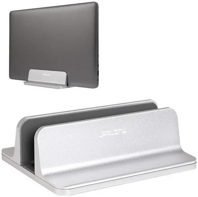Alt view image 8 of 14 - Vertical Laptop Stand, Aluminum Laptop Holder Desktop Stand with Adjustable Dock Size (up to 17.3 inches) Compatible with All MacBook/Surface/Dell/Gaming Laptops (Silver)