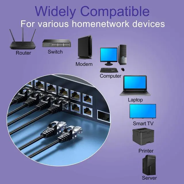 Alt view image 12 of 12 - Cat 6 Ethernet Cable 100FT Outdoor&Indoor, Cat6 Ethernet Patch Cable 10Gbps, High-Speed UTP Cat6 Network Cable Pure Copper, Cat 6 Cable for Home and Office Network, Black